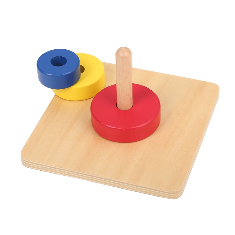 NEW Montessori Infant Toddler Material Colored Discs on Vertical Dowels 