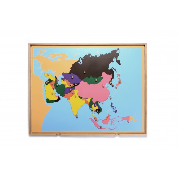 Open Back Map Puzzle W/Tray - Asia (LJGE008A) by Leader Joy Montessori USA