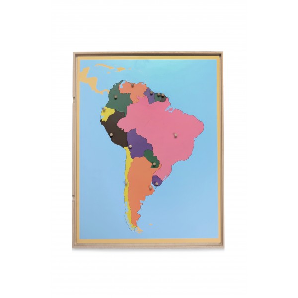 Open Back Map Puzzle W/Tray - South America (LJGE006A) by Leader Joy Montessori USA