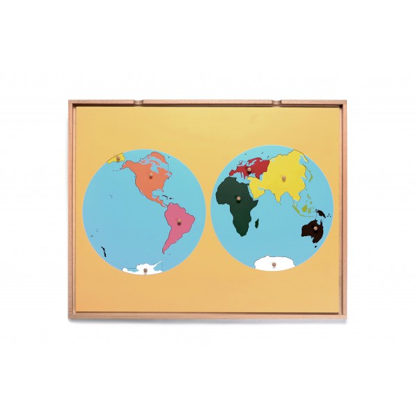 Open Back Map W/Tray - World (LJGE003A) by Leader Joy Montessori USA